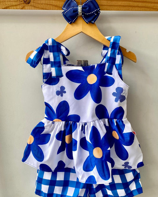 Conjunto Floral Azul